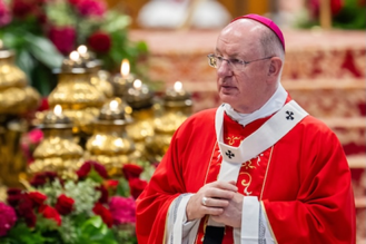 Archbishop Moth wearing the pallium at St Peter's Basilica.  Image: M Mazur CBCEW