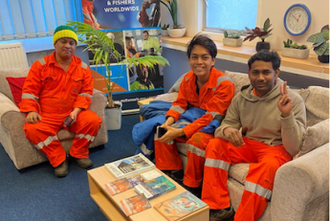 Crew on a recent visit to Stella Maris Seafarers Centre in Hull