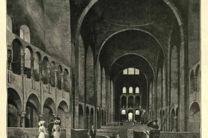 Interior of Westminster Cathedral during construction, 1902. Based on a drawing by Holland Tringham ©Walker Art Library/Alamy Stock Photo