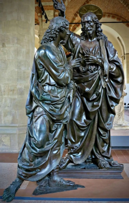 Saint Thomas and Christ by Andrea del Verrocchio 1467-1483, cast bronze © Orsanmichele Church, Florence