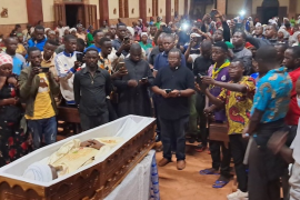 Crowds attended the funeral Mass and burial of Father Crépin © Diocese of Bangassou