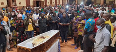 Crowds attended the funeral Mass and burial of Father Crépin © Diocese of Bangassou