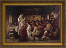 Mass in a Connemara Cabin by Aloysius O'Kelly, painted in 1883 © National Gallery of Ireland, on loan from the people of St Patrick's, Edinburgh