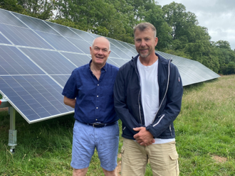 Fr John Boles with Steve Roddy, Buildings and Grounds Manager for the Columbans in Britain who has overseen the solar panel project