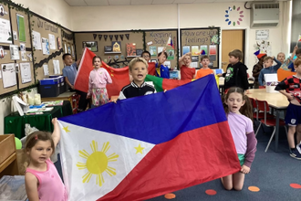 Sea of flags at St Aelred's