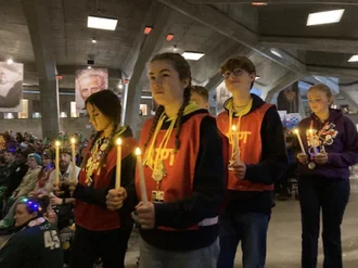 Mass in Underground Basilica. Pic: Ellen Teague