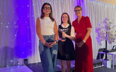 l-r: Kirsty Doyle, head girl Teigan, and deputy headteacher Mrs Clare Roberts at the ceremony