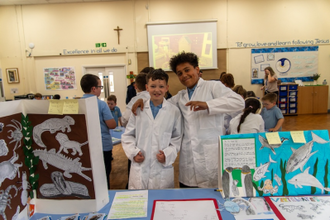 Two of the young scientists  at the fair