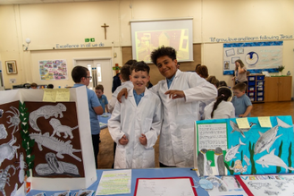 Two of the young scientists  at the fair