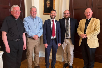 Archbishop Longley, Phil Rosenberg and Archbishop Moth with other leaders