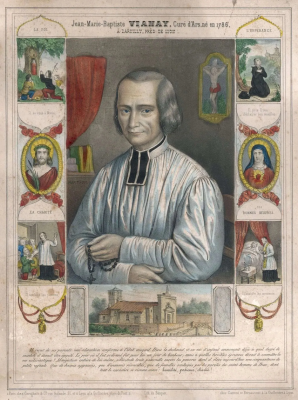 Jean-Marie-Baptiste Vianay, Curé d'Ars, 1860 Issued Paris, by Cereghetti & CF, Lithograph by de Becquet © Alamy