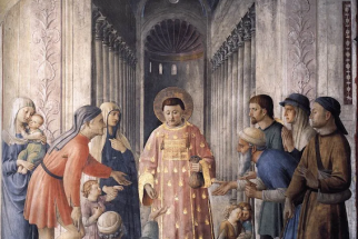 St Laurence Distributing Alms by Fra Angelico 1447-1449 © Cappella Niccolina, Palazzi Pontifici, Vatican, Wikimedia Commons
