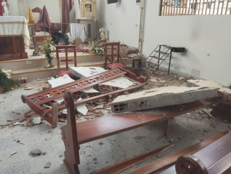 One of the churches in the Diocese of Istmina-Tadó damaged by the earthquake © ACN