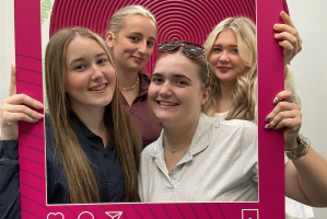 Students celebrating at St John Bosco Arts College, Croxteth