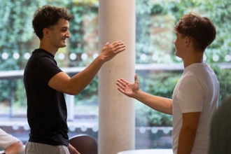 St Benedict's students congratulate each other