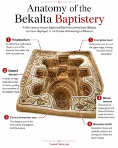 The Baptistery of Bekalta, 6th-7th century,  Discovered  1993, near Bekalta, Monastir Governorate, Tunisia,  Mosaic tesserae  © Sousse Archaeological Museum, Tunisia and with thanks to Tourism Tunisia for use of the image