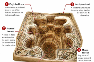The Baptistery of Bekalta, 6th-7th century, Discovered 1993, near Bekalta, Monastir Governorate, Tunisia, Mosaic tesserae © Sousse Archaeological Museum, Tunisia and with thanks to Tourism Tunisia for use of the image