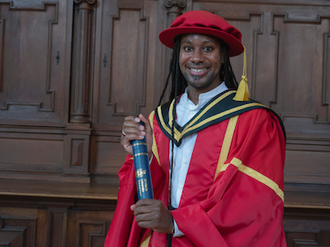 Professor Arday with his Honorary Doctorate awarded by St Mary's University in 2024