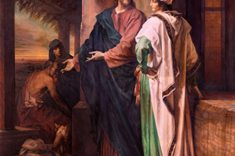 Christ and the Rich Young Man, Chiesa di Santi Quattro Evangelisti, Milan by Ahtos Renzo Briosch, Heinrich Hofmann, 1889 © Alamy