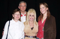Dolly Parton with Janusz and his wife and daughter Grażyna and Kasia during her European tour.