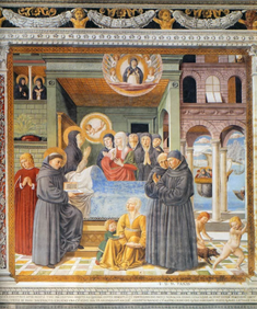 Death of St Monica, Church of Sant'Agostino  by Benozzo Gozzoli,   painted1464 - 1465  © Church of Sant'Agostino, San Geminiano, Italy