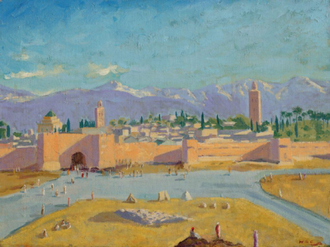 Sir Winston Churchill. 'The Tower of the Koutoubia Mosque'1943. Image courtesy: Private collection@Churchill Heritage Ltd.