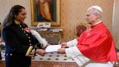 Ms Sandhu presents her credentials to Pope Leo