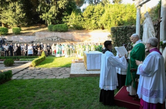 Pope Leo celebrates Mass in the Laudato Si gardens by Castel Gandolfo