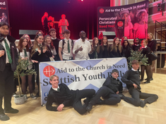 Pupils with Tik Tok priest Fr James Anyaegbu