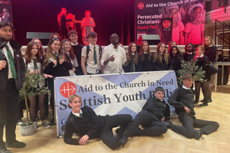 Pupils with Tik Tok priest Fr James Anyaegbu