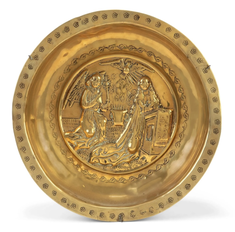 A German brass alms bowl, Nuremberg, 16th century, with depiction of the Annunciation © Sotheby's, Old Master Sculpture and Works of Art, 7 December 2010, lot 30