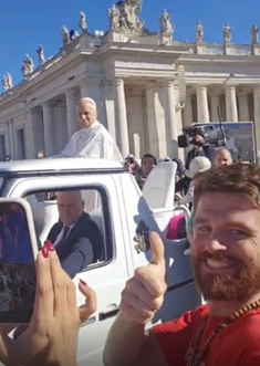Andrew Foote was in the crowd when Pope Leo passed and caught his eye © Andrew Foote
