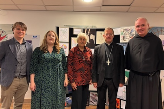 Archbishop John Sherrington with staff and trustees of the Medaille Trust