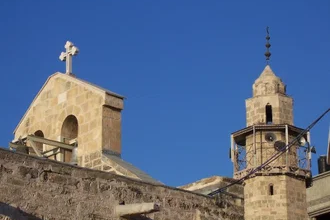 Greek Orthodox Church of Saint Porphyrius, before it was bombed. Wiki image by Rahimabaid
