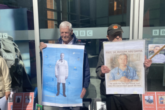 Vigil members outside BBC Radio Merseyside
