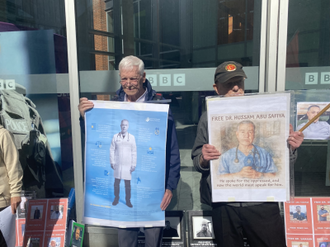 Vigil members outside BBC Radio Merseyside