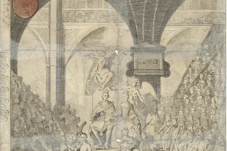 The invitation to King George III's Coronation, Depicting the coronation of King George III and Queen Charlotte on 22 September 1761, the oldest surviving invite in the British monarchy's history © Royal Archives, Buckingham Palace