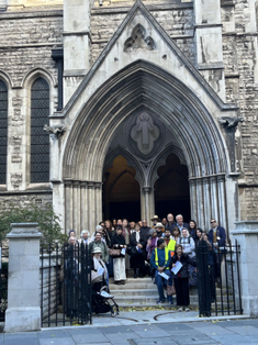 Pilgrims at  St James, Spanish Place