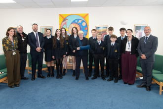 St Mary's students from Changemaker Project and staff with Dame Angela Eagle, MP