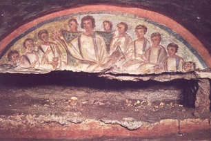 Christ and the Apostles, Catacombs of Domitilla, 4th century AD Rome