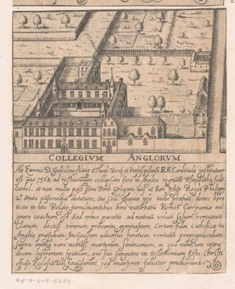View of the English College in Douai,  Printed by Filippo Ferrari  1660 © Alamy